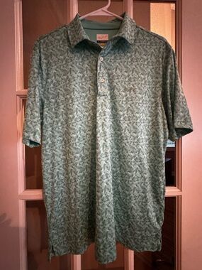 Greg Norman Collection Men's Green Leaf-Print Polo